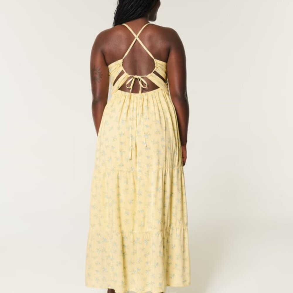 🌼 XXL NWT Hollister Open Back Maxi Dress Cottagecore Floral Feminine Wedding